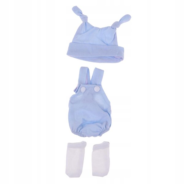 Completo per bambole neonato 10-11'' con pagliaccetto, cappello e calzini blu