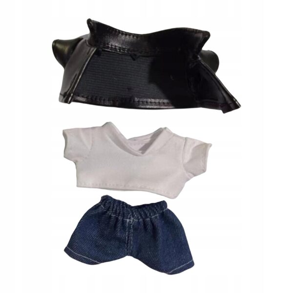 Set 3 vestiti per bambole 15-17 cm con giacca in ecopelle, t-shirt e pantaloni