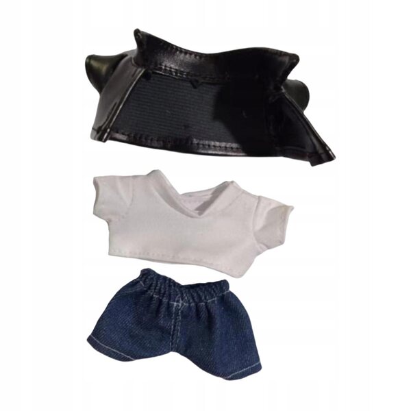 Set 3 vestiti per bambole 15-17 cm con giacca in ecopelle, t-shirt e pantaloni