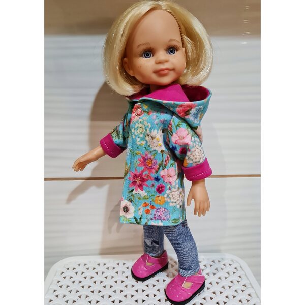 Cappotto con cappuccio per bambola Paola Reina, 32 cm - Vestiti per bambola