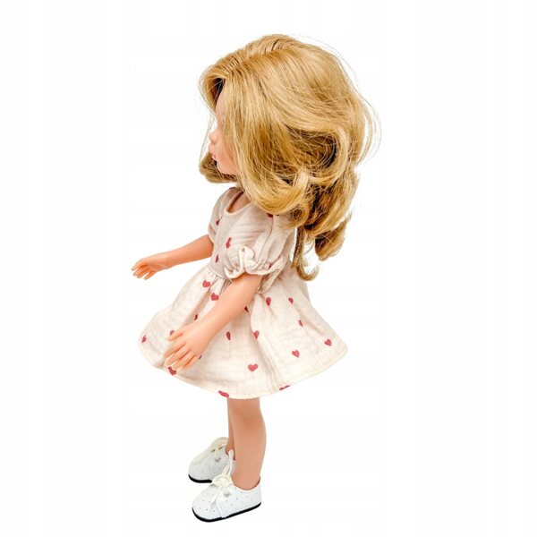 Musselinkleid für Paola Reina Amigas 32 cm Puppe mit kleinen Herzen