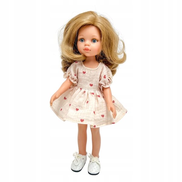Musselinkleid für Paola Reina Amigas 32 cm Puppe mit kleinen Herzen