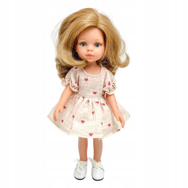 Musselinkleid für Paola Reina Amigas 32 cm Puppe mit kleinen Herzen