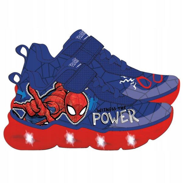 Scarpe LED Spider-Man per bambini, taglia 31, luci lampeggianti e design urbano