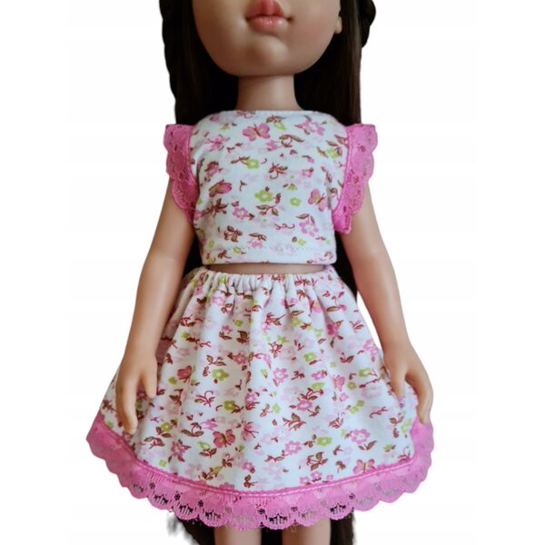 Completo abbigliamento per bambola Paola Reina 32 cm con blusa e gonna a fiori