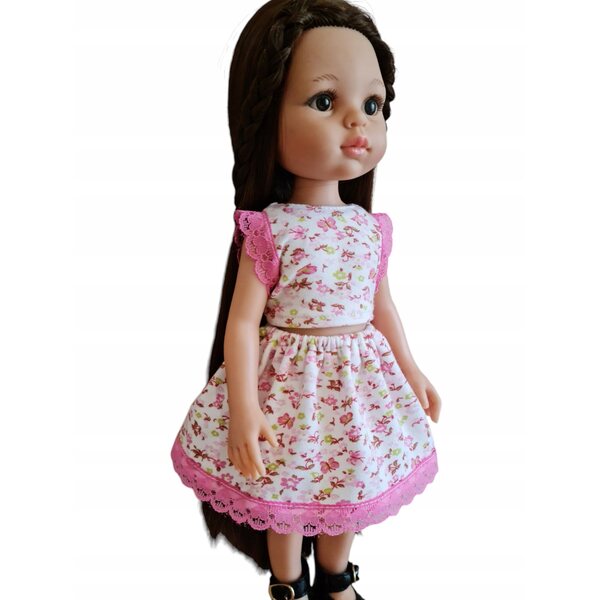 Completo abbigliamento per bambola Paola Reina 32 cm con blusa e gonna a fiori