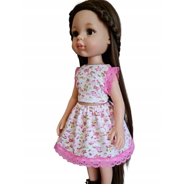 Completo abbigliamento per bambola Paola Reina 32 cm con blusa e gonna a fiori