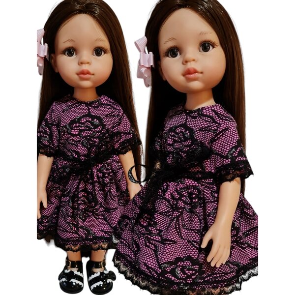 Schwarzes Spitzenkleid für Paola Reina 32 cm Puppe – Elegantes Kleid zum Spielen
