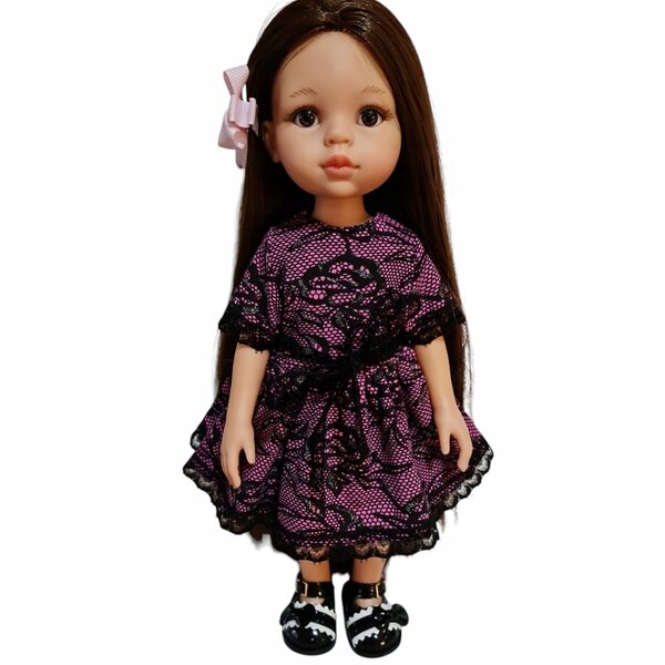 Schwarzes Spitzenkleid für Paola Reina 32 cm Puppe – Elegantes Kleid zum Spielen