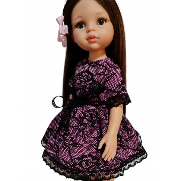 Schwarzes Spitzenkleid für Paola Reina 32 cm Puppe – Elegantes Kleid zum Spielen