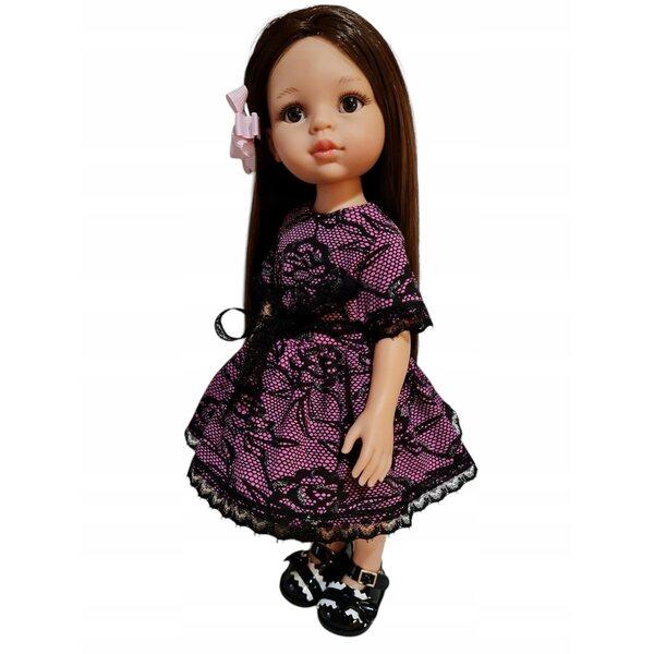 Schwarzes Spitzenkleid für Paola Reina 32 cm Puppe – Elegantes Kleid zum Spielen