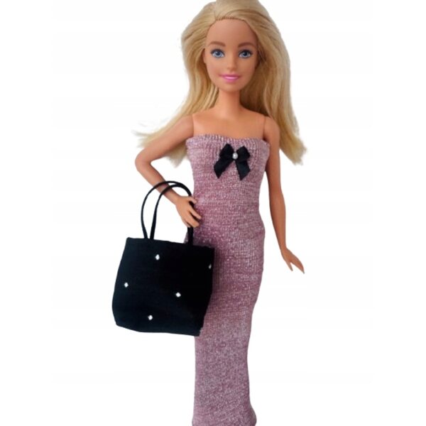 Puppenkleidungsset mit Kleid und Tasche aus elastischem Stoff, hergestellt in Polen