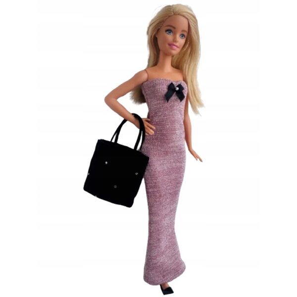 Puppenkleidungsset mit Kleid und Tasche aus elastischem Stoff, hergestellt in Polen