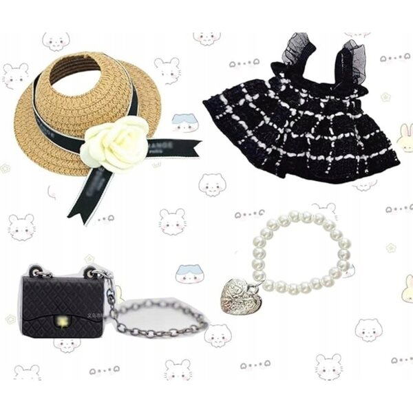 4-teiliges Kleidungsset für 17-cm-Puppen mit DIY-Modeaccessoires