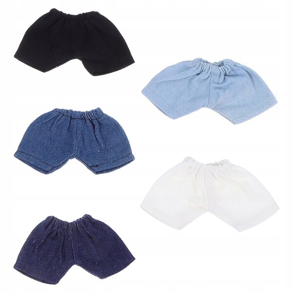 Set 5 Mini Pantaloncini Colorati per Bambole in Tessuto Morbido con Vita Elastica
