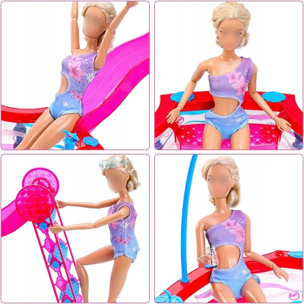 Set Vacanze per Bambole 30 cm con Piscina, Scala e Accessori Estivi