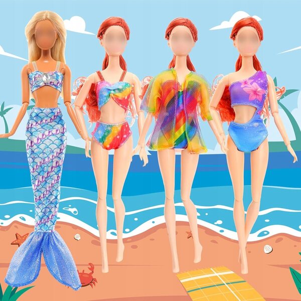 Set Vacanze per Bambole 30 cm con Piscina, Scala e Accessori Estivi