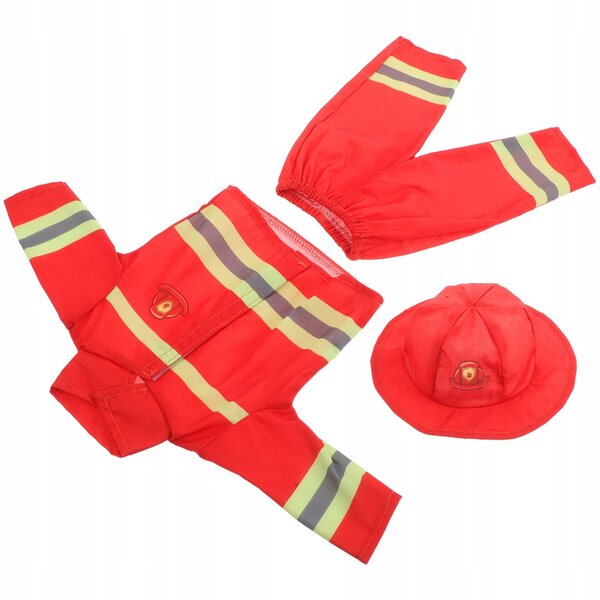 Costume da pompiere per bambole 43 cm con cappello e pantaloni arancione