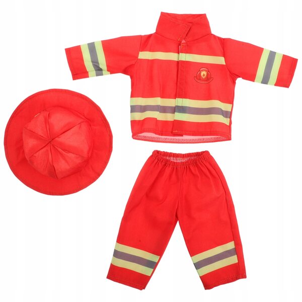 Costume da pompiere per bambole 43 cm con cappello e pantaloni arancione
