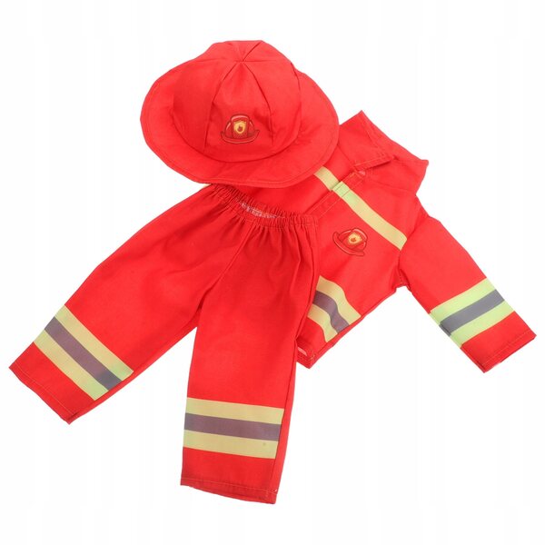 Costume da pompiere per bambole 43 cm con cappello e pantaloni arancione