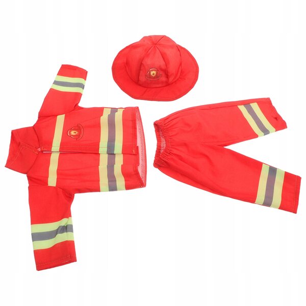Costume da pompiere per bambole 43 cm con cappello e pantaloni arancione