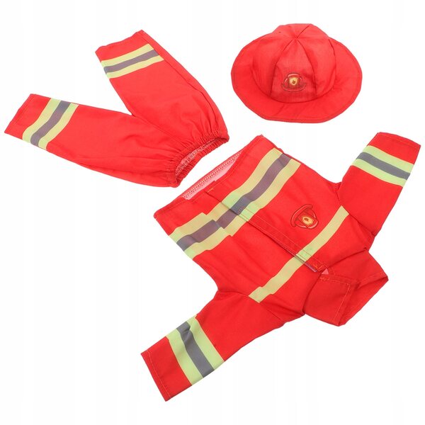Costume da pompiere per bambole 43 cm con cappello e pantaloni arancione