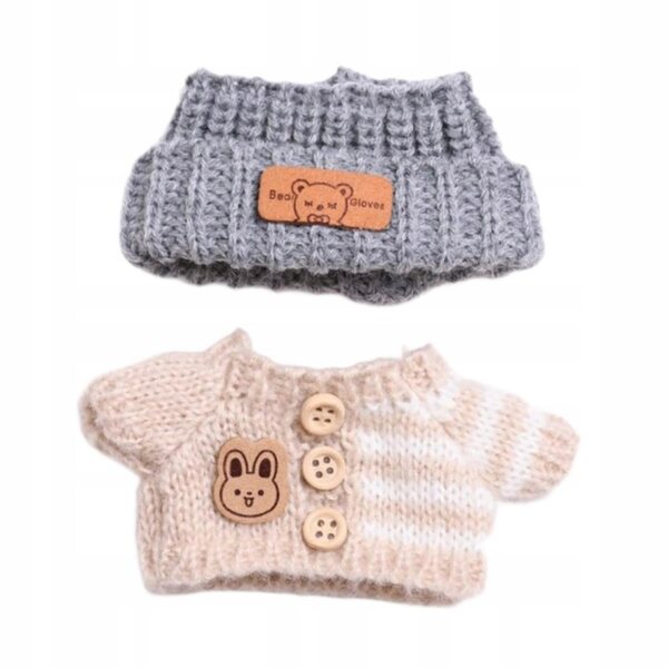 Handgefertigtes Pullover-Set für 15–17 cm große Puppen mit Pullover und Mütze