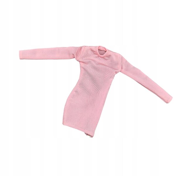 Damen-1/6-Minikleid mit seitlichem Reißverschluss und rundem Ausschnitt in Rosa