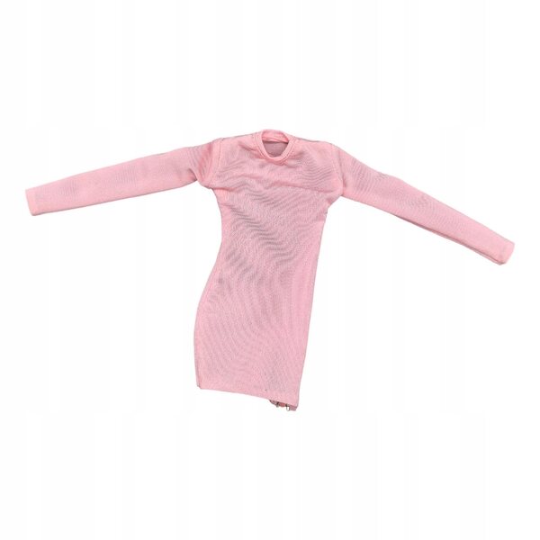 Damen-1/6-Minikleid mit seitlichem Reißverschluss und rundem Ausschnitt in Rosa