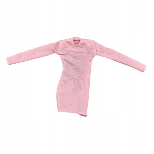 Damen-1/6-Minikleid mit seitlichem Reißverschluss und rundem Ausschnitt in Rosa