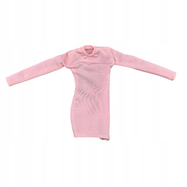 Damen-1/6-Minikleid mit seitlichem Reißverschluss und rundem Ausschnitt in Rosa