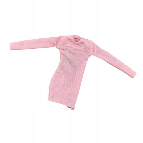 Damen-1/6-Minikleid mit seitlichem Reißverschluss und rundem Ausschnitt in Rosa