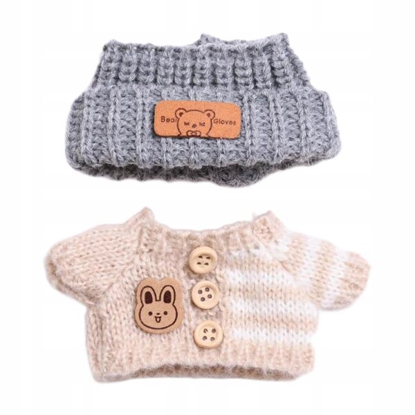 Bekleidungsset für Puppen 15–17 cm mit Pullover und weicher brauner Mütze