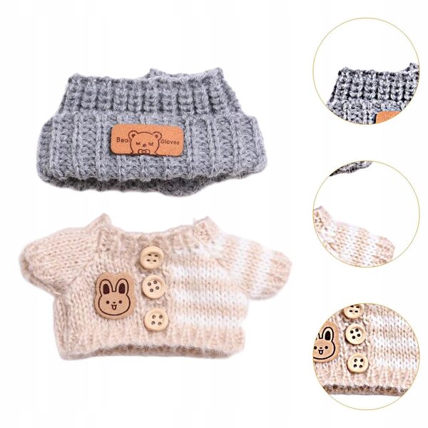 Bekleidungsset für Puppen 15–17 cm mit Pullover und weicher brauner Mütze