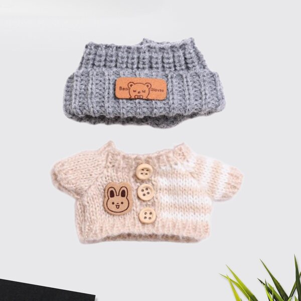 Bekleidungsset für Puppen 15–17 cm mit Pullover und weicher brauner Mütze