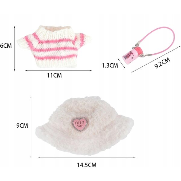 Kleidung für die Labubu-Puppe: Hose, Mütze und Pullover ohne Puppe