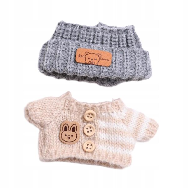 Bekleidungsset für Puppen 15–17 cm mit braunem Pullover und Mütze