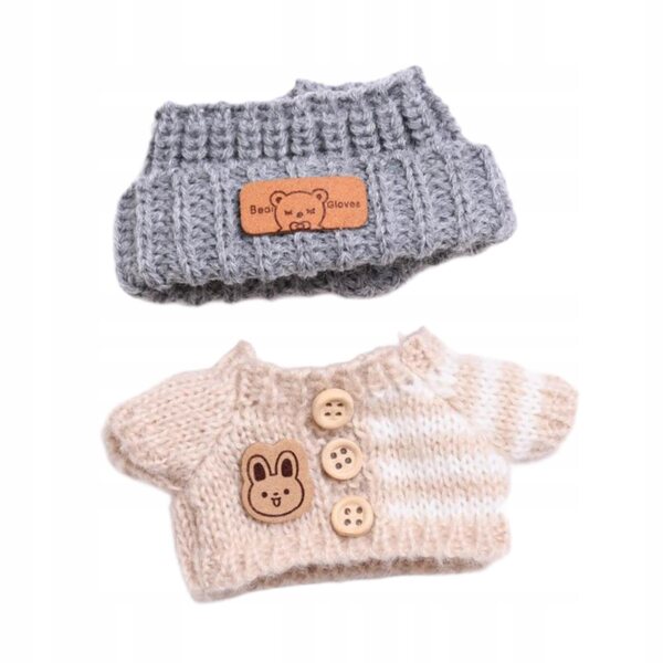 Bekleidungsset für Puppen 15–17 cm mit braunem Pullover und Mütze