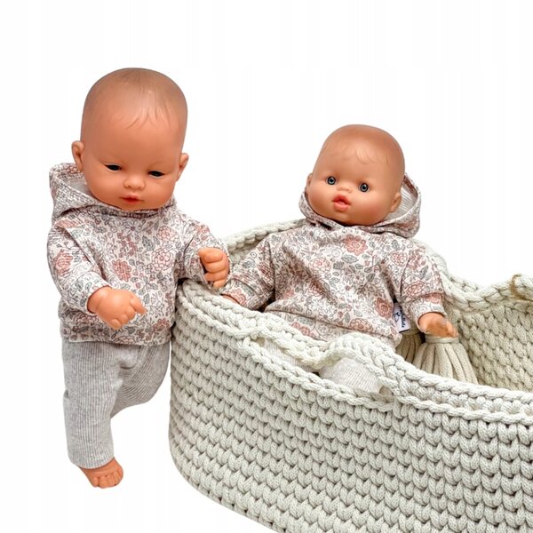 Bekleidungsset für Miniland 32 cm und Minikane 28 cm Puppe, pastellfarbener Kapuzen-Trainingsanzug