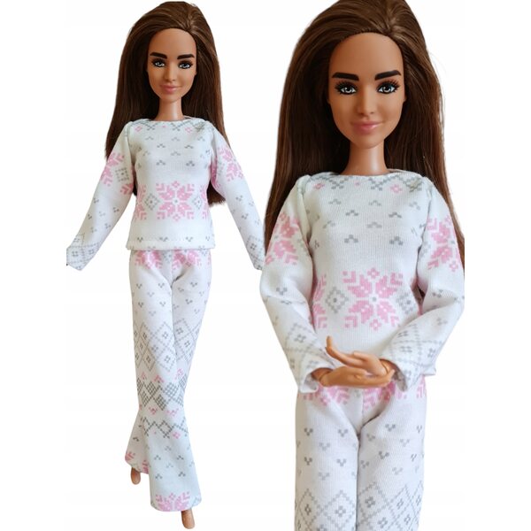 Puppenpyjama-Set aus Stoff mit skandinavischem Muster, ab 4 Jahren