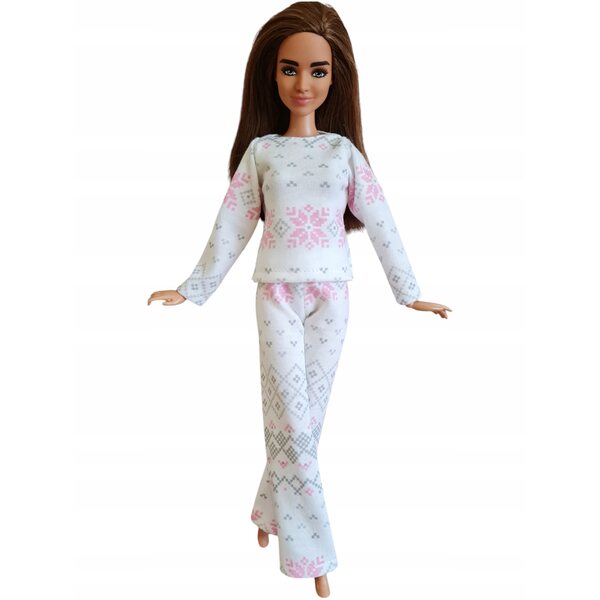 Puppenpyjama-Set aus Stoff mit skandinavischem Muster, ab 4 Jahren