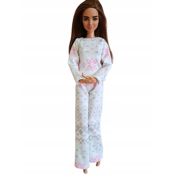 Puppenpyjama-Set aus Stoff mit skandinavischem Muster, ab 4 Jahren