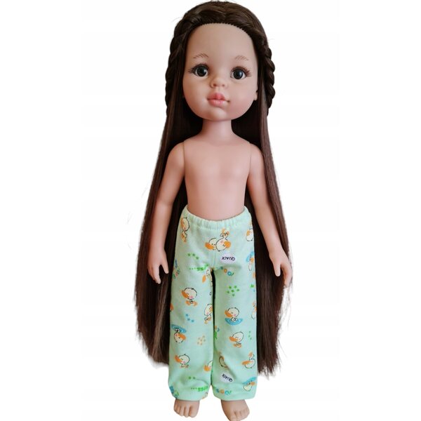 Pigiama per bambola Paola Reina 32 cm con motivo paperelle in verde oliva