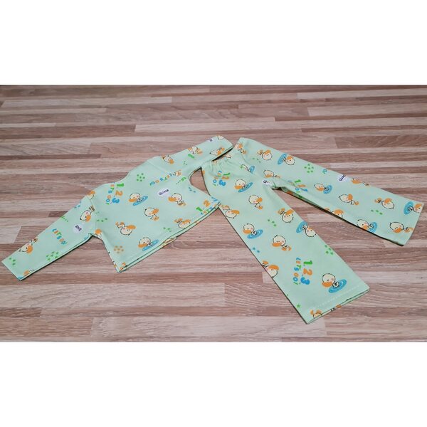 Pigiama per bambola Paola Reina 32 cm con motivo paperelle in verde oliva