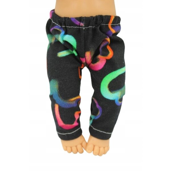 Leggins per bambola 36-38 cm con stampa cuori in tessuto elastico