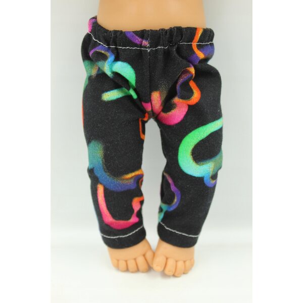 Leggins per bambola 36-38 cm con stampa cuori in tessuto elastico