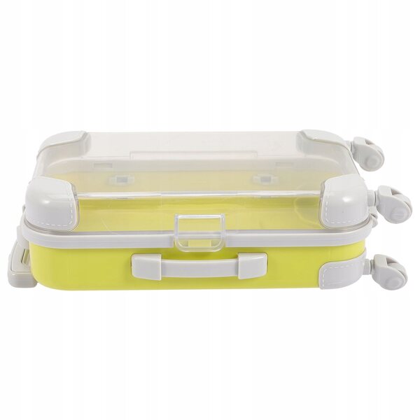 Mini valigia gialla in plastica per bambole, decorazione e gioco compatta