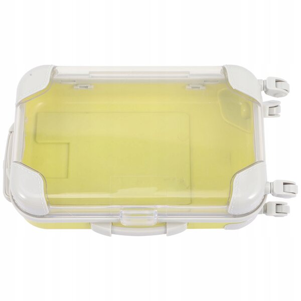 Mini valigia gialla in plastica per bambole, decorazione e gioco compatta