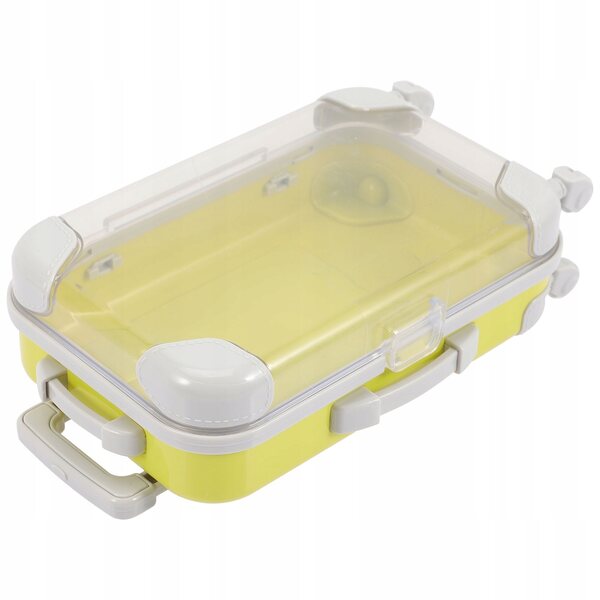 Mini valigia gialla in plastica per bambole, decorazione e gioco compatta
