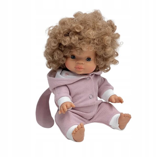 Kombinezon rosa con orecchie da coniglio per bambole 34-38 cm Miniland e Minikane